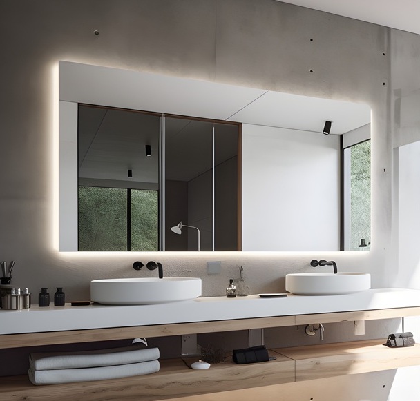Specchio LED rettangolare senza cornice - indiretto
