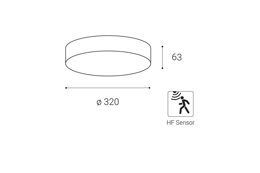 Plafoniera Ø32 IP65 con sensore antracite