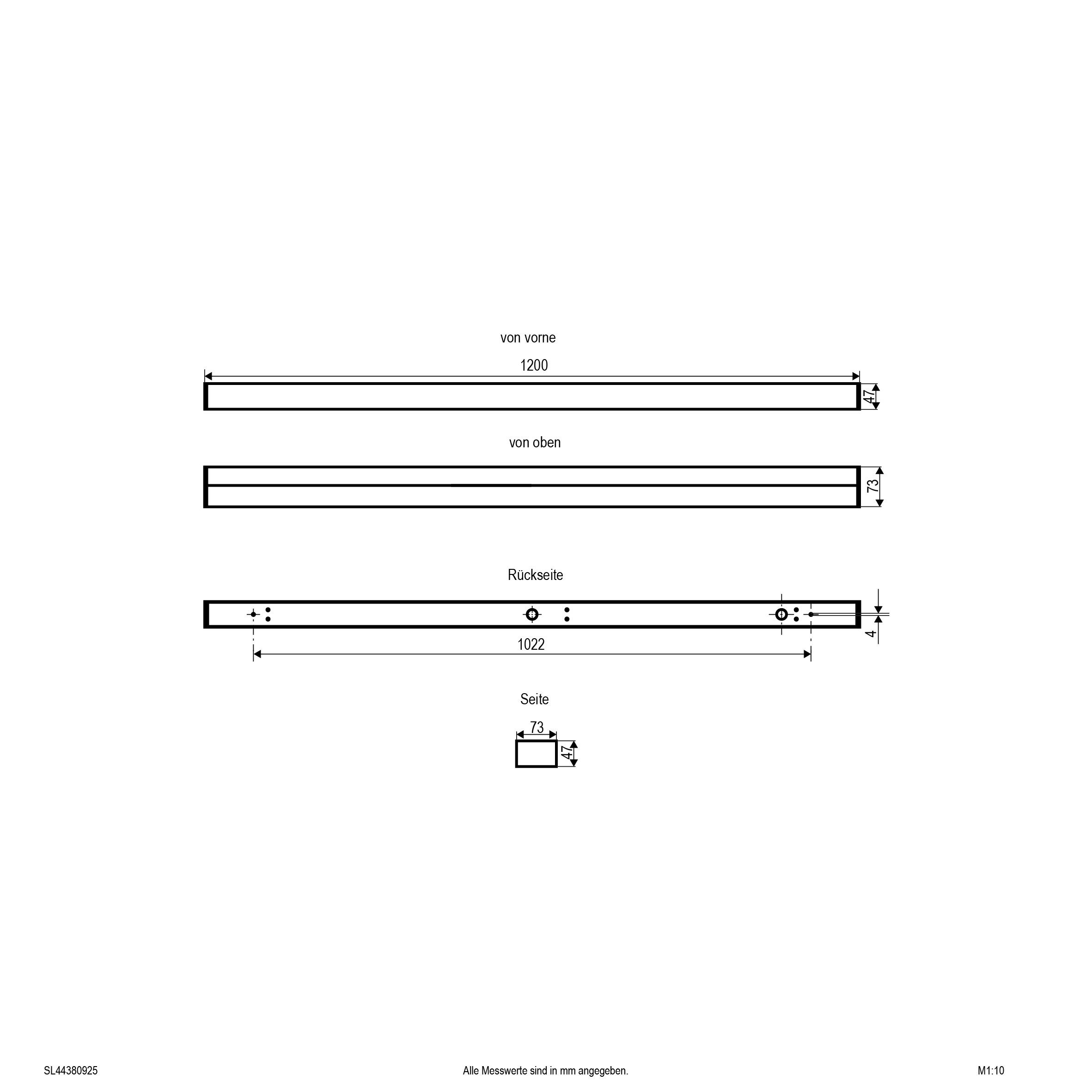 LED Spiegelleuchte schwarz 120cm CCT
