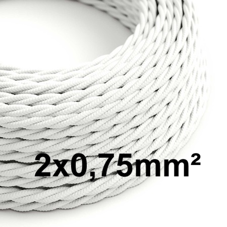 Cavo trecciato in tessile 2x0,75mm² bianco