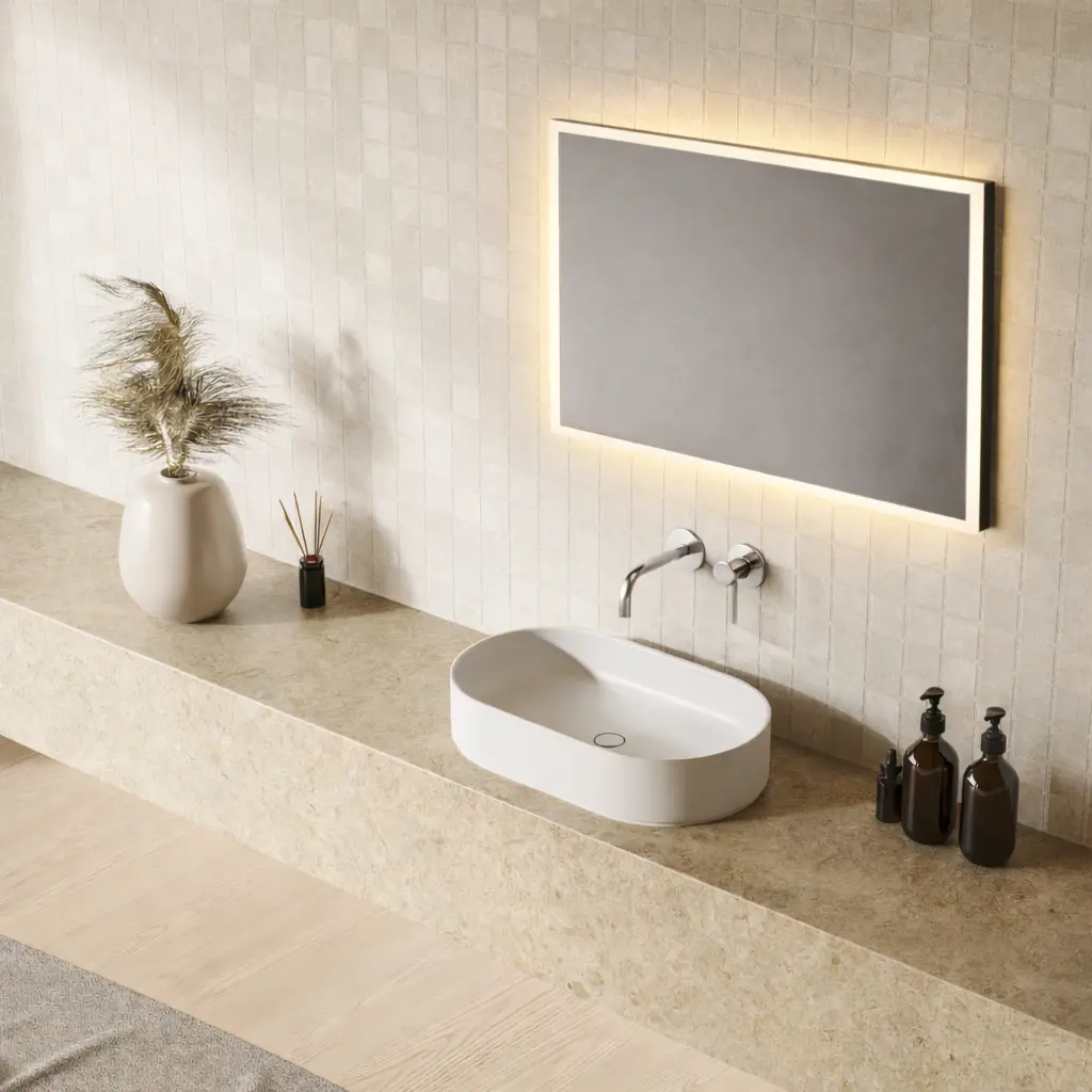 Specchio LED rettangolare con cornice – luce diretta/indiretta