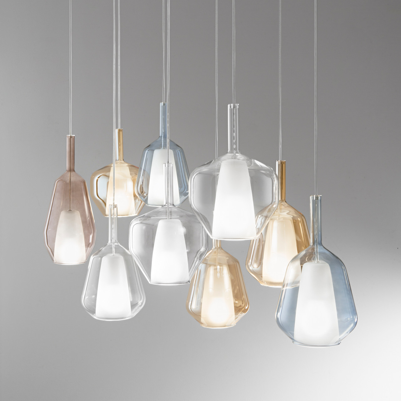 Lampada a sospensione vetro trasparente E27 Ø18