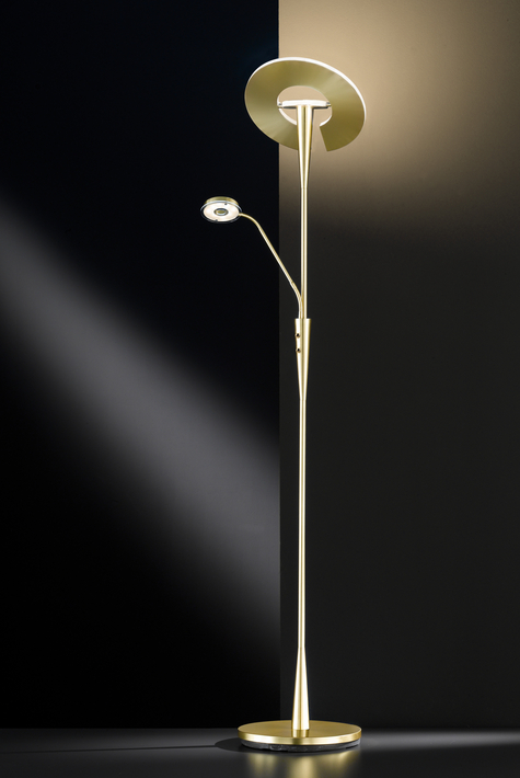 Lampada da terra LED in ottone con luce di lettura