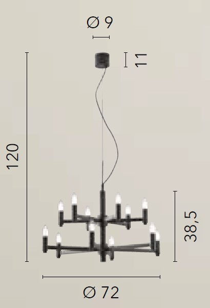 Lampadario grigio satinato Ø72