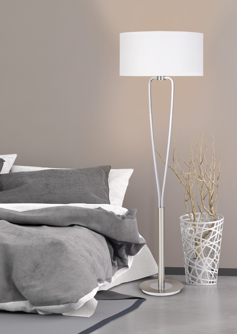 Lampada da terra Nichel/Bianco Ø50cm E27