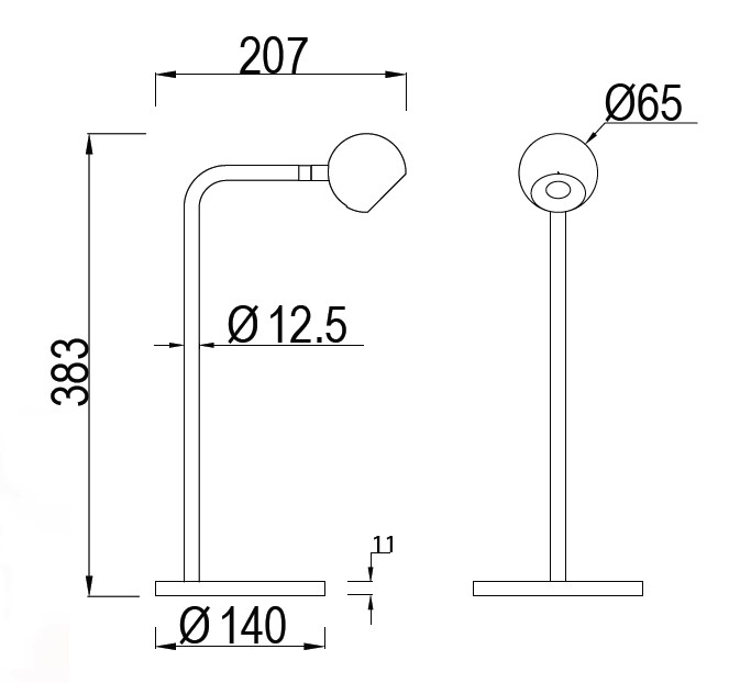 Lampada da tavolo LED nera H.38cm