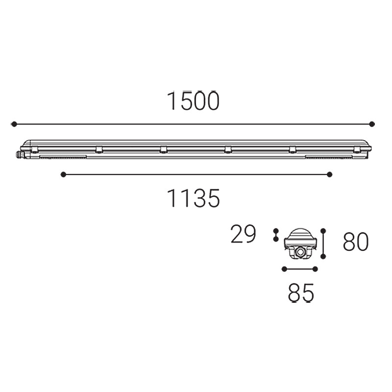 Plafoniera stagna PRO 150cm 29-52W CCT