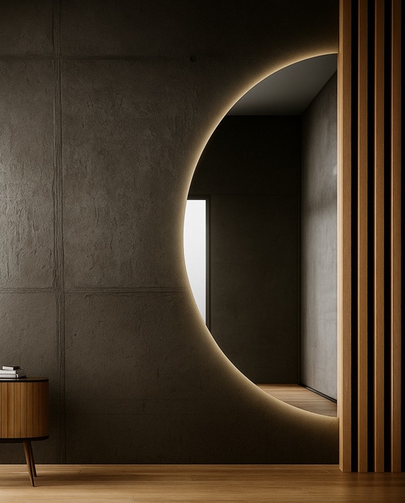 Specchio LED Mezzaluna senza cornice - indiretto