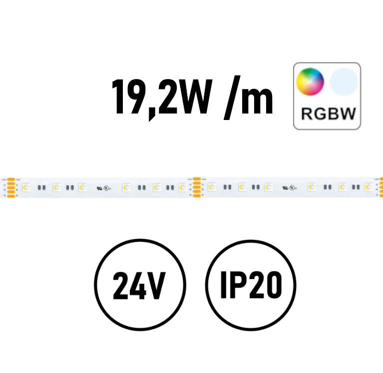 LED Streifen RGB+WW 19,2W IP20 24V