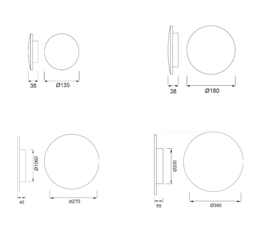 Applique LED cerchio nero