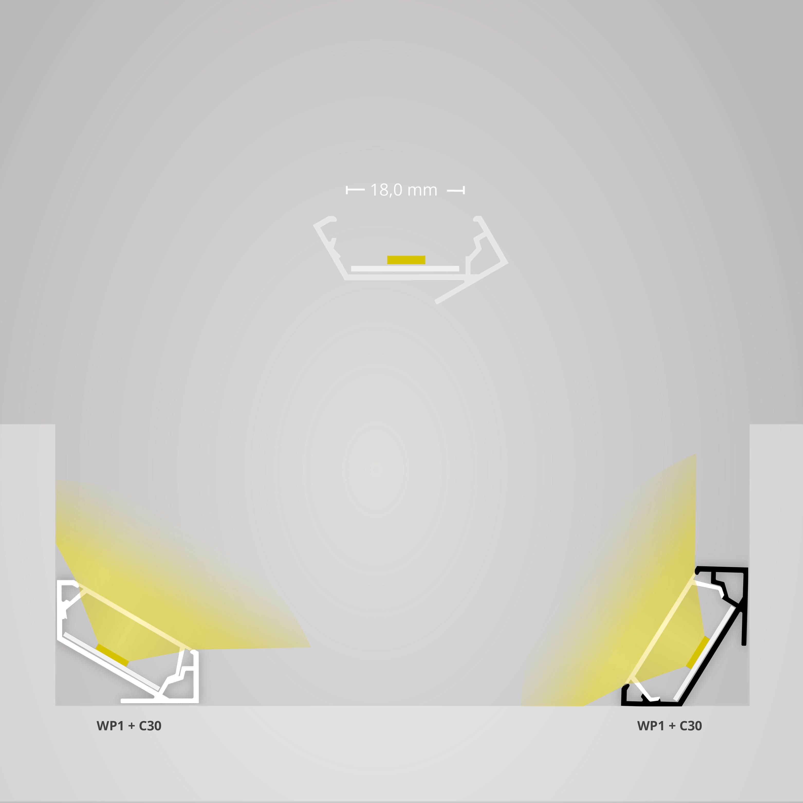 Profilo LED angolare 30°/60° nero