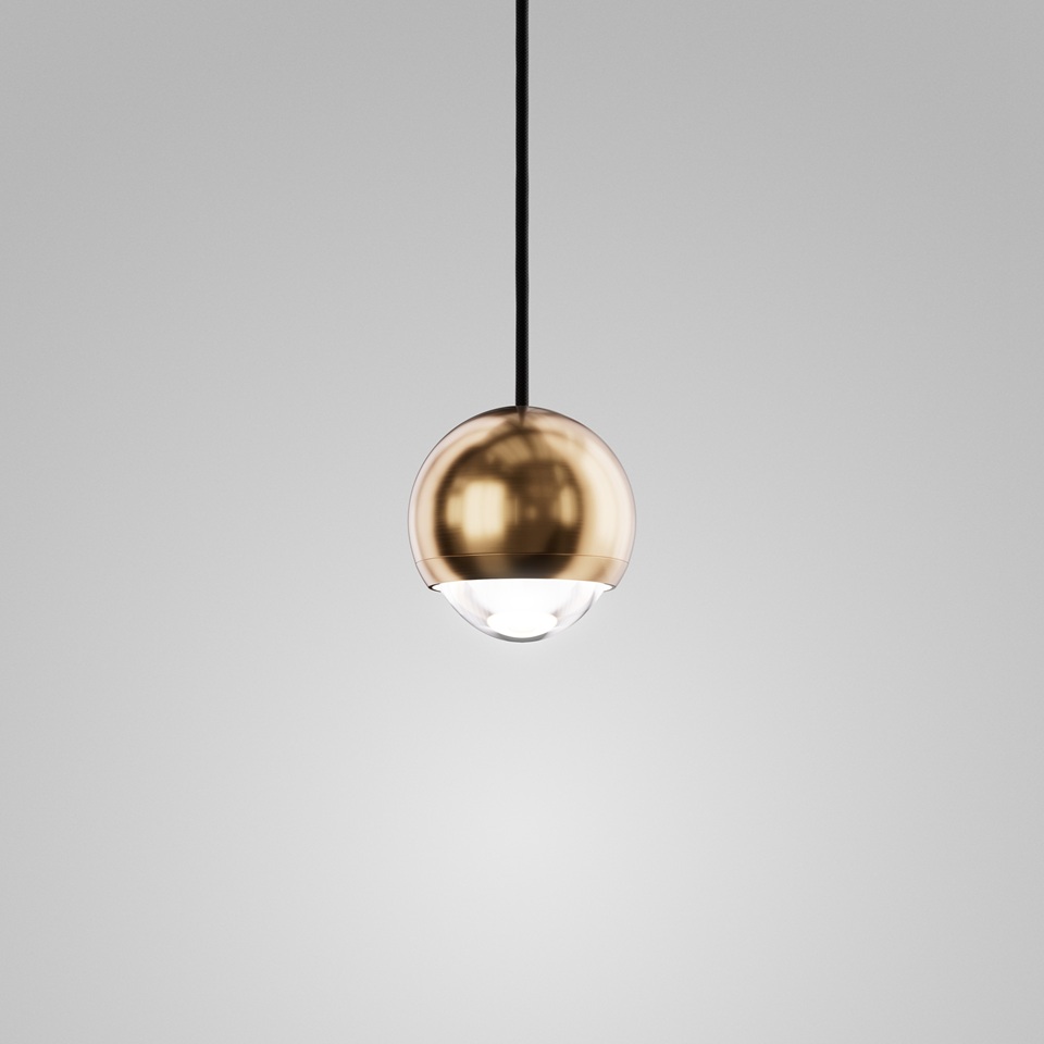 LED Hängeleuchte Glaslinse messing 7W