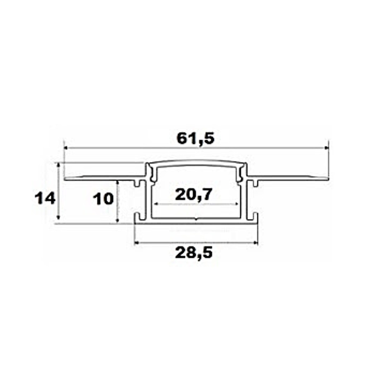 LED Profil Einbau 61,5x14 mm