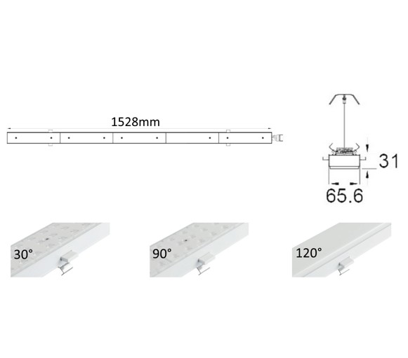 Sistema di strisce luminose a LED Lunghezza 152cm 21-75W 4000K ON/OFF