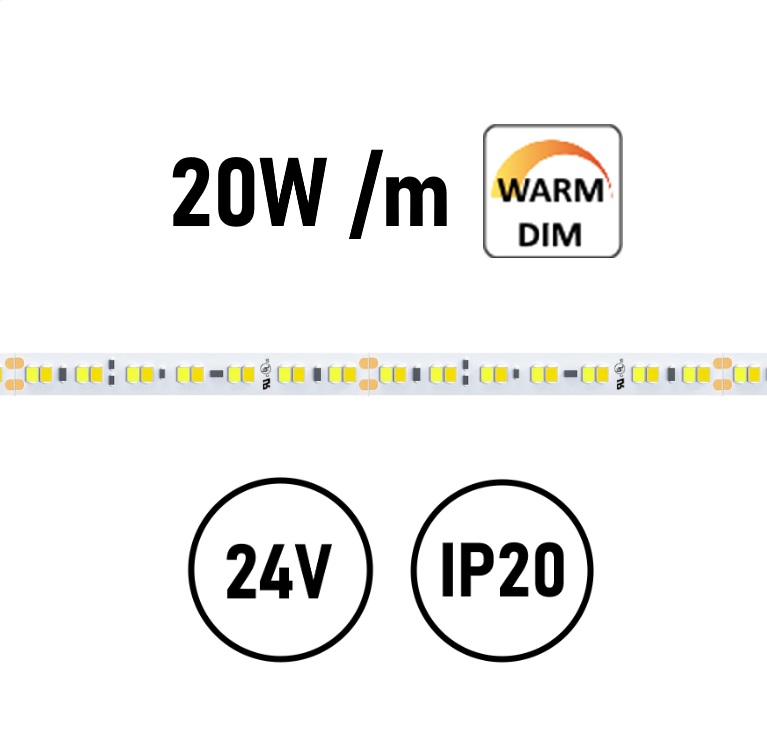 Striscia LED Dim to Warm 20W IP20 24V