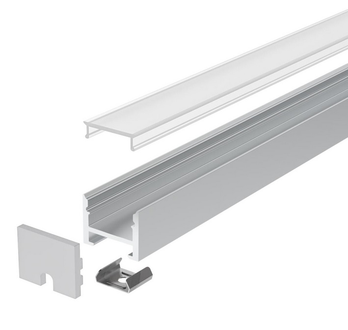 Profilo H 18x14 con copertura opale Profilo H 18x14 con copertura opale