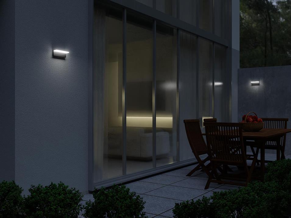 LED Wandleuchte IP54 mit Bewegungssensor anthrazit