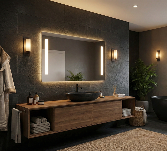 Specchio LED quadrato senza cornice - luce diretta/indiretta