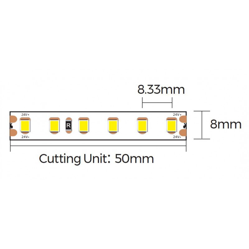 Striscia LED 9,6W 3000K IP65-NANO 24V