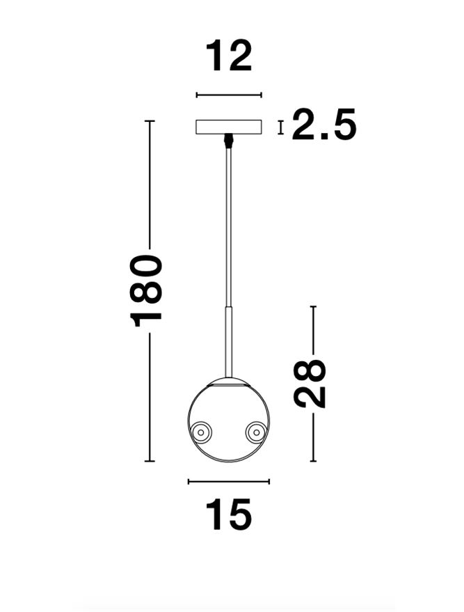 Lampada a sospensione Ø15 vetro fumé/oro