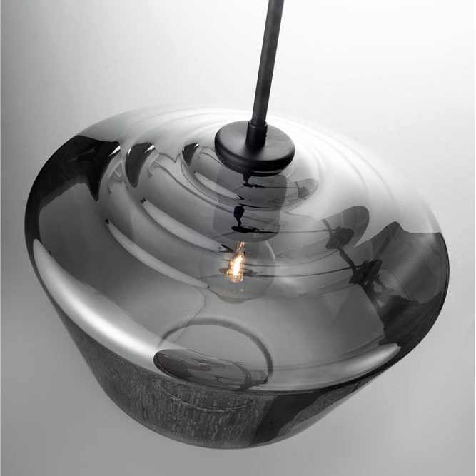 Lampada a sospensione in vetro fumé Ø30