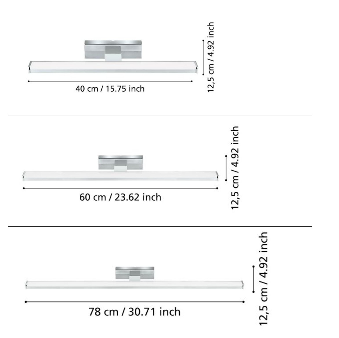 Luce a specchio a LED cromata IP44