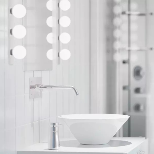 Applique vetro/cromo IP44 3xØ8cm