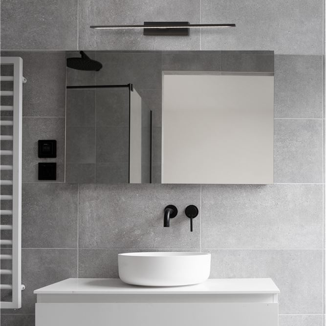 Luce a specchio LED nera IP44