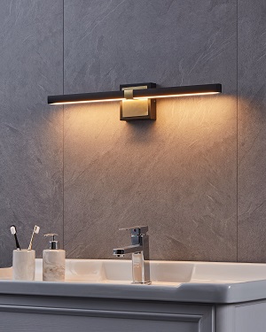 Lampada da specchio LED nero/ottone, IP44 L.60 cm