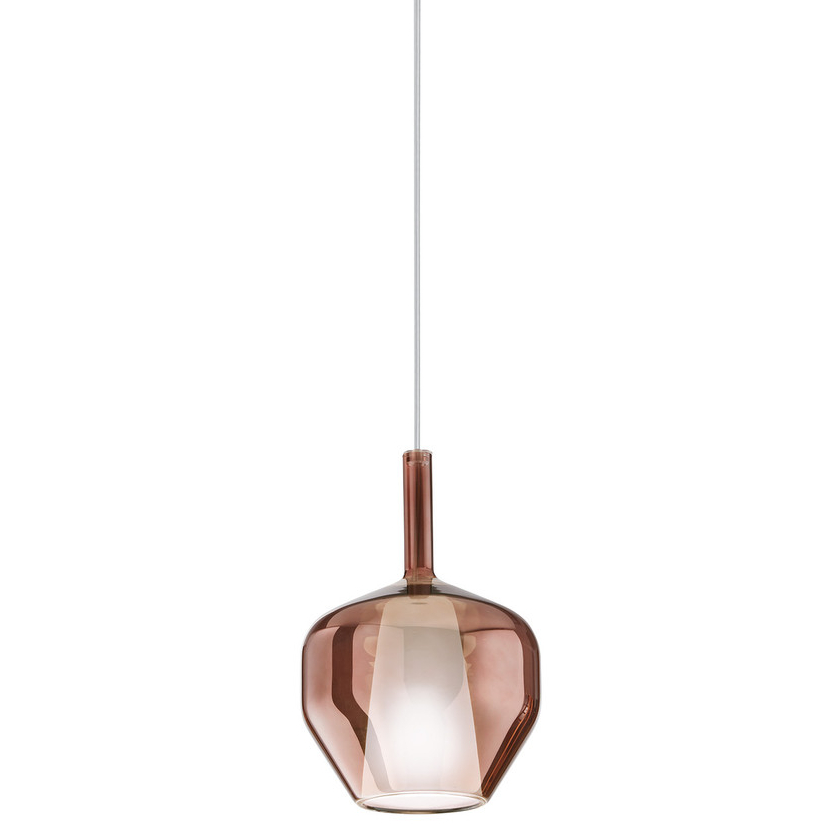 Lampada a sospensione vetro rame E27 Ø20