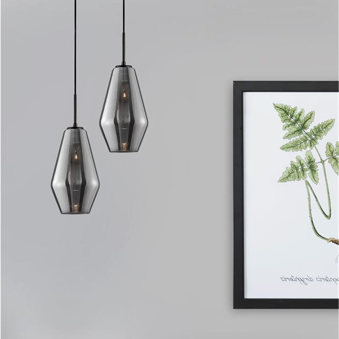 Lampada a sospensione in vetro fumé Ø17