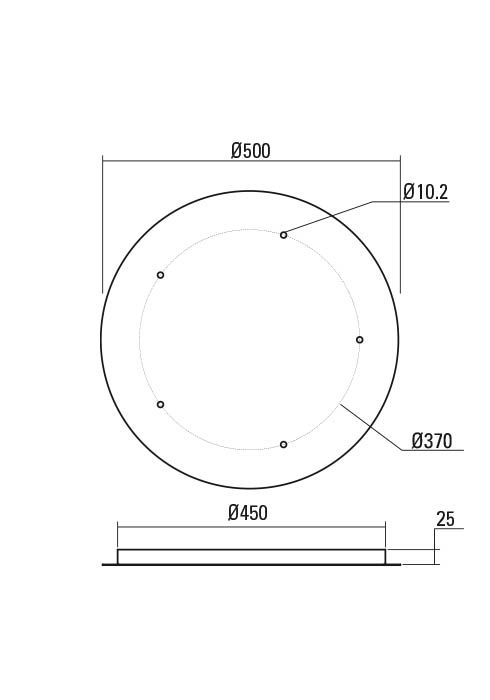 rosone Ø50cm 5 fiamme cromato