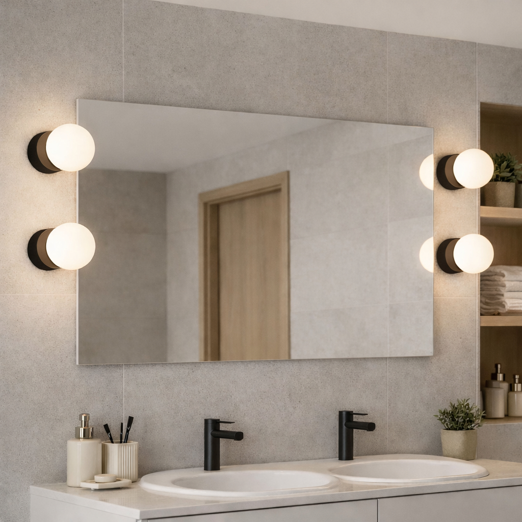 Applique vetro/nero IP44 Ø8cm