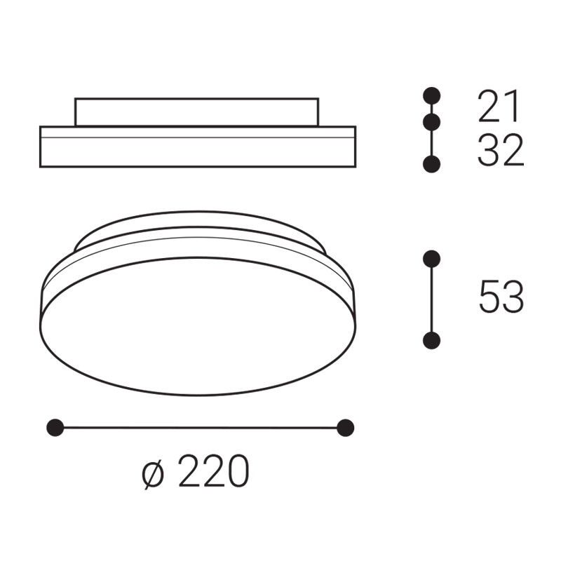 Plafoniera LED Ø22 IP54 bianco CCT