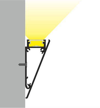 Profilo a parete in alluminio 58,4x27,4mm con copertura opale