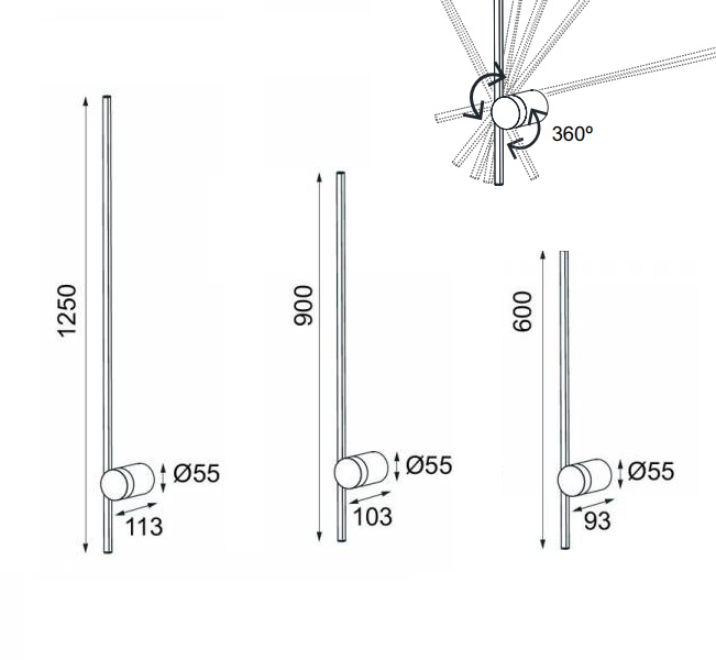 Barra applique LED 3000K nero