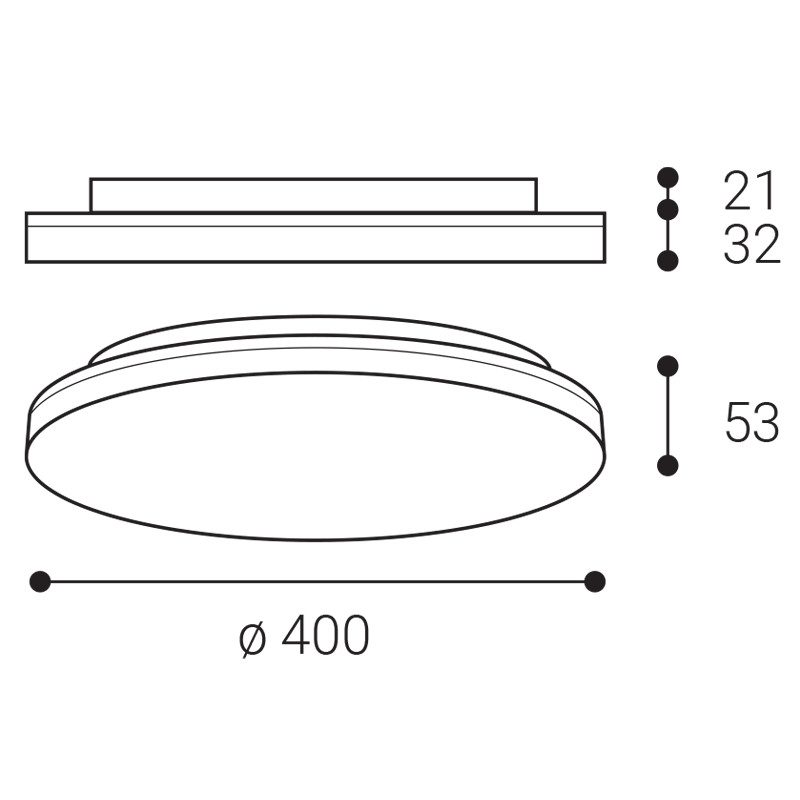 Plafoniera LED Ø40 IP54 bianco CCT