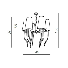Lampadario Ø94 tessile nero/cromo