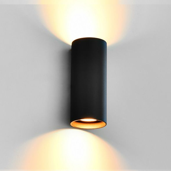 Applique nera rotonda 2xGU10 dir/ind.