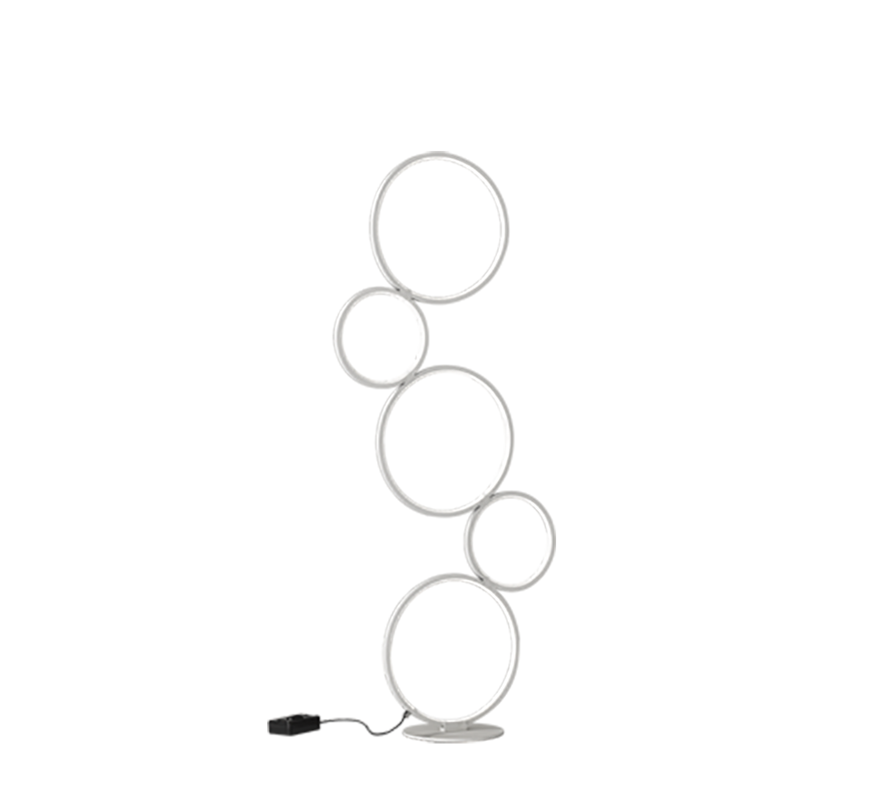 lampada da terra LED anelli bianchi