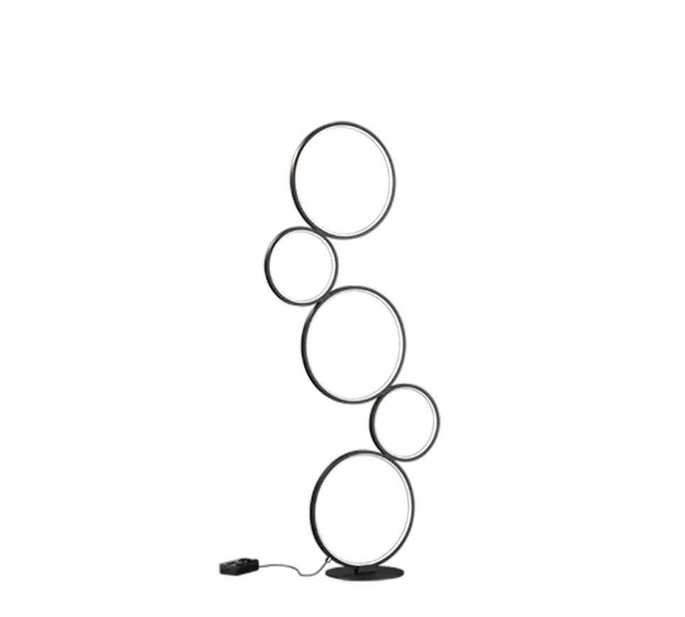 lampada da terra LED anelli neri