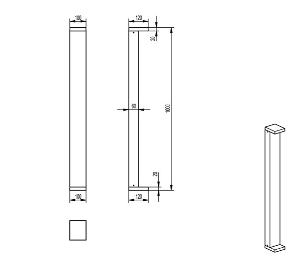 Pollerleuchte LED 100cm Graphitgrau
