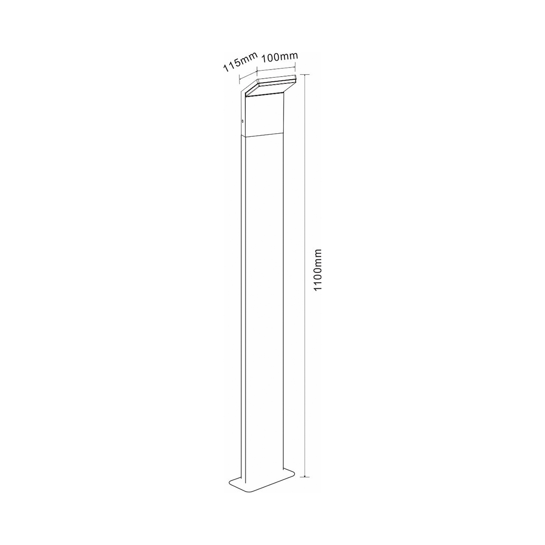 Paletto luminoso LED nero 9W 3000K 110cm IP54