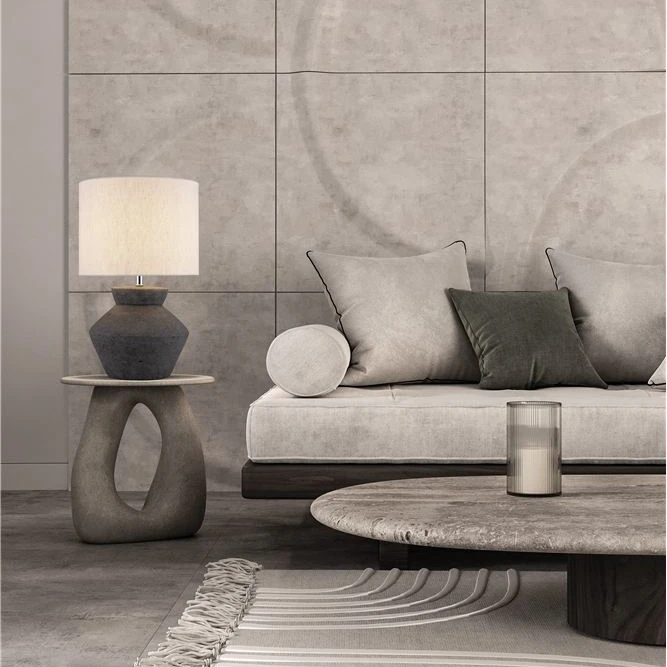 Lampada da tavolo E27 tessuto/ceramica