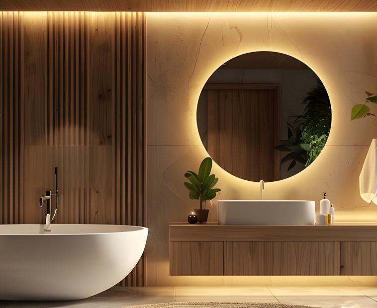 Specchio LED rotondo senza cornice - indiretto