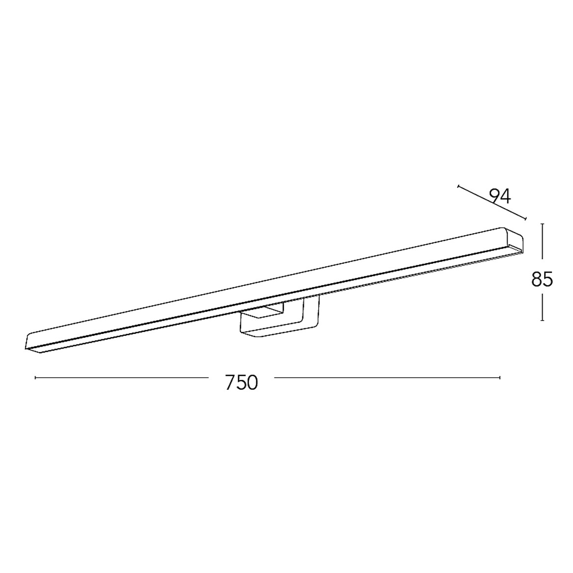 Luce a specchio LED nera 75cm 4000K