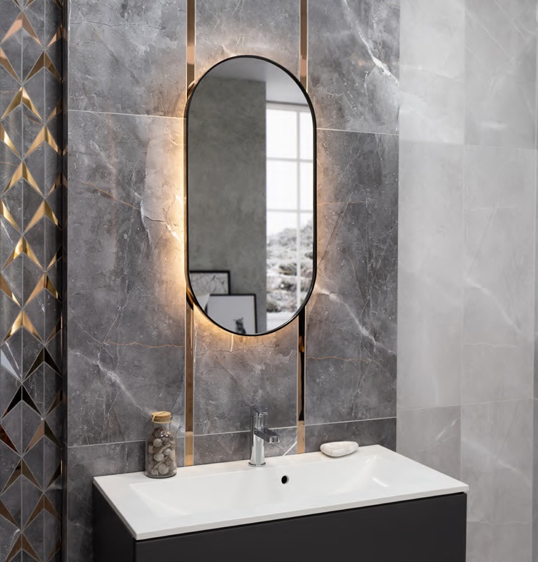 Specchio LED ovale con cornice - indiretto