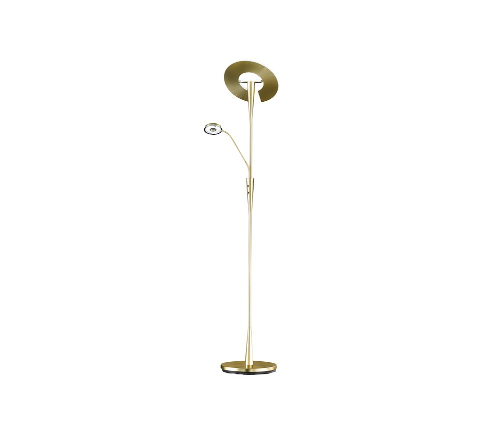 Lampada da terra LED in ottone con luce di lettura