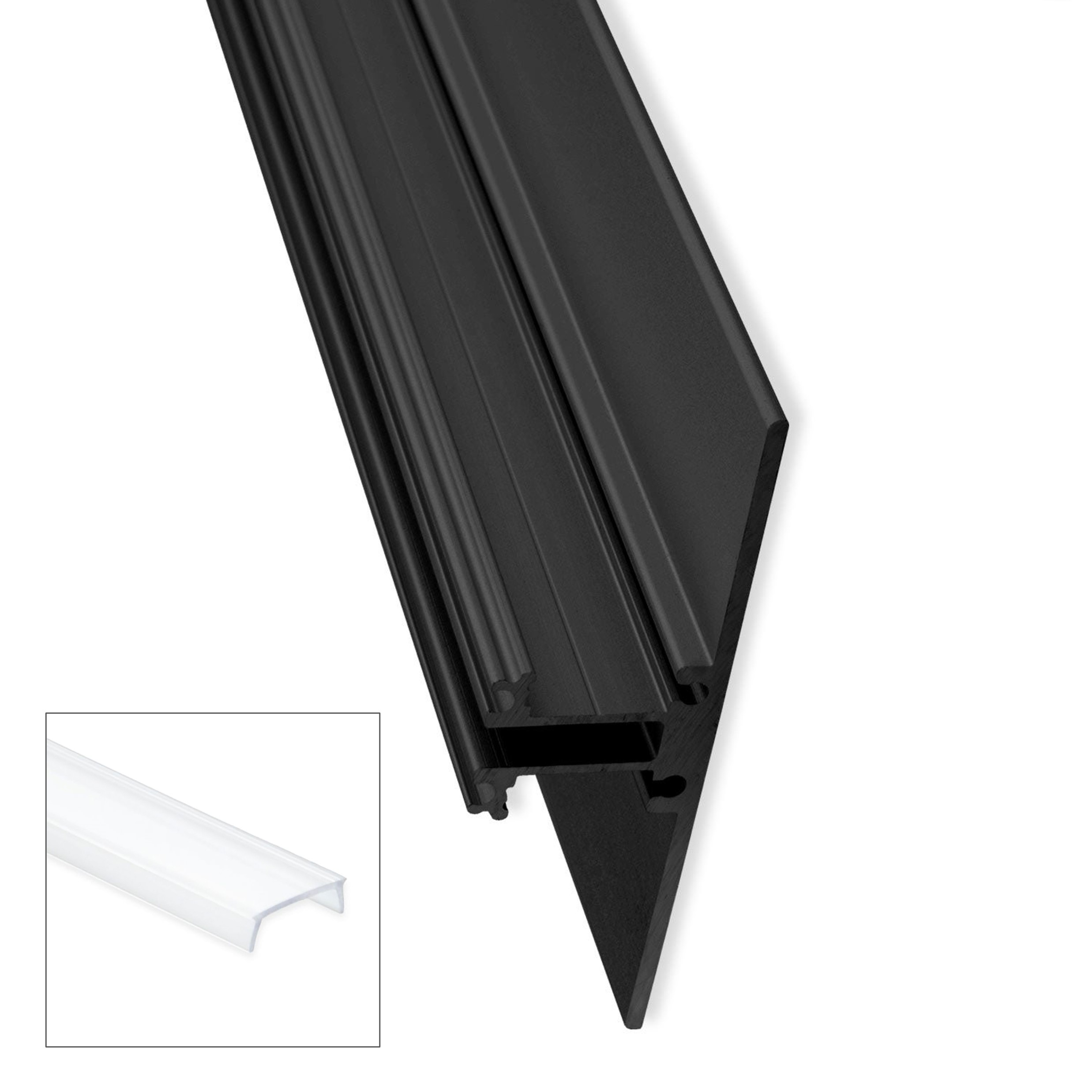 Profilo a T nero con 2x copertura opale