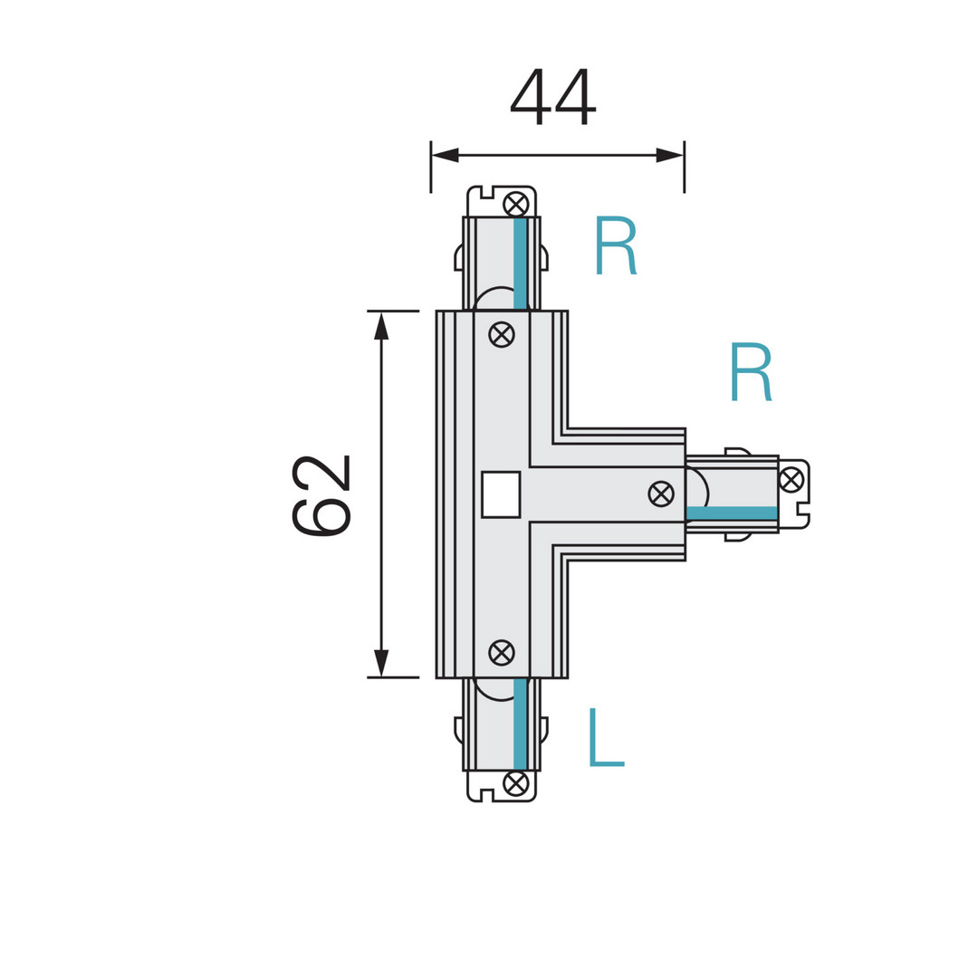 Raccordo a T L/R/R nero 1PH Mini